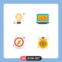 4 Universal Flat Icons Set for Web and Mobile Applications mind statistics solution graph notification Editable Vector Design Elements