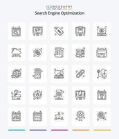 Creative Seo 25 OutLine icon pack  Such As computing. web cyber monitoring. tag. monitoring eye. seo vector