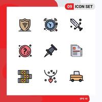 Set of 9 Modern UI Icons Symbols Signs for information question watch mark olympic Editable Vector Design Elements