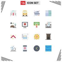 Set of 16 Modern UI Icons Symbols Signs for home map cards buildings architecture Editable Pack of Creative Vector Design Elements