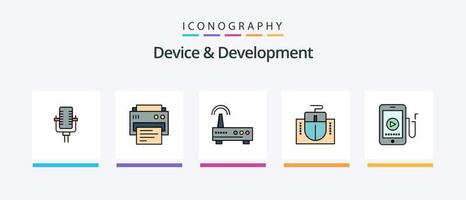 dispositivo y desarrollo línea lleno 5 5 icono paquete incluso computadora. cambiar. Plano. dispositivo. web. creativo íconos diseño vector