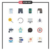 Mobile Interface Flat Color Set of 16 Pictograms of location office material mobile wallet office desk desk drawer Editable Pack of Creative Vector Design Elements