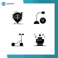 Solid Glyph Pack of 4 Universal Symbols of transaction microphone finance devices sport Editable Vector Design Elements