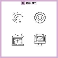 Universal Icon Symbols Group of 4 Modern Filledline Flat Colors of refresh network down left job data sharing Editable Vector Design Elements