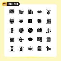 25 User Interface Solid Glyph Pack of modern Signs and Symbols of medals relations education helping hands Editable Vector Design Elements