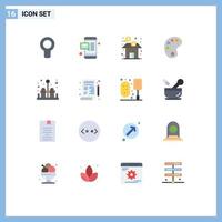 Pack of 16 Modern Flat Colors Signs and Symbols for Web Print Media such as kitchen pepper business paint drawing Editable Pack of Creative Vector Design Elements