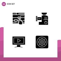 Modern Set of Solid Glyphs Pictograph of click screen web manual gear Editable Vector Design Elements