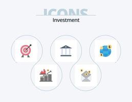 Investment Flat Icon Pack 5 Icon Design. investment. money. target. savings. bank vector