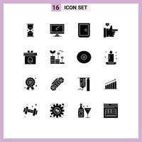 Set of 16 Modern UI Icons Symbols Signs for thumbs up bubble imac home gate gate Editable Vector Design Elements