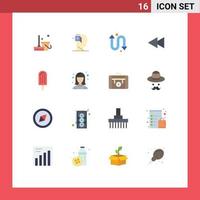 Set of 16 Modern UI Icons Symbols Signs for cream rewind minded reverse arrow Editable Pack of Creative Vector Design Elements