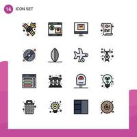 Set of 16 Modern UI Icons Symbols Signs for security policy box data online Editable Creative Vector Design Elements