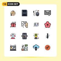 Flat Color Filled Line Pack of 16 Universal Symbols of spam message products mail hardware Editable Creative Vector Design Elements