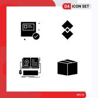 Editable Vector Line Pack of 4 Simple Solid Glyphs of box ebook shopping crypto mobile Editable Vector Design Elements