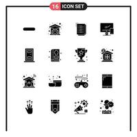 User Interface Pack of 16 Basic Solid Glyphs of mobile device wrench monitor notepad Editable Vector Design Elements