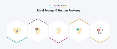 Mind Process And Human Features 25 Flat icon pack including mind. thinking. mental chang. solution. mind vector