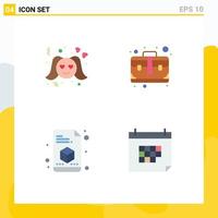 Pack of 4 creative Flat Icons of love printing woman business appointment Editable Vector Design Elements