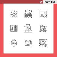 Group of 9 Modern Outlines Set for design furniture light tile hardware Editable Vector Design Elements