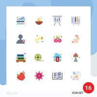 Pack of 16 Modern Flat Colors Signs and Symbols for Web Print Media such as delete ruler finance education architect Editable Pack of Creative Vector Design Elements