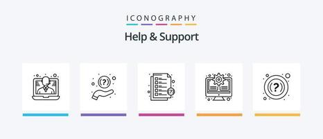 ayuda y apoyo línea 5 5 icono paquete incluso comunicación. información. llamar. detalles. acerca de. creativo íconos diseño vector