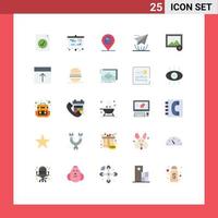 Pictogram Set of 25 Simple Flat Colors of photo image location send internet Editable Vector Design Elements