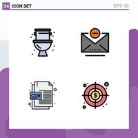 Pack of 4 Modern Filledline Flat Colors Signs and Symbols for Web Print Media such as mechanical corel system remove business Editable Vector Design Elements