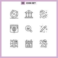 Modern Set of 9 Outlines and symbols such as network internet school globe nature Editable Vector Design Elements