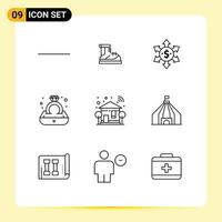 Outline Pack of 9 Universal Symbols of wifi smart money home ring Editable Vector Design Elements