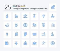 Strategic Management And Strategic Market Research 25 Blue Color icon pack including bulb. break. chess. crash. technology vector