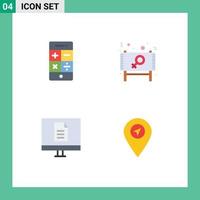 Set of 4 Commercial Flat Icons pack for calculator business technology day internet Editable Vector Design Elements