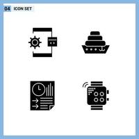 4 Thematic Vector Solid Glyphs and Editable Symbols of app data development liner paper Editable Vector Design Elements