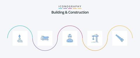 Building And Construction Blue 5 Icon Pack Including constructing. building. construction. crane. engineer vector