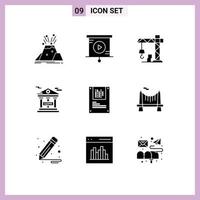 Stock Vector Icon Pack of 9 Line Signs and Symbols for data analysis architecture gdpr financial Editable Vector Design Elements