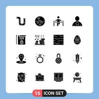 Stock Vector Icon Pack of 16 Line Signs and Symbols for user employee skin care man gymnastic Editable Vector Design Elements