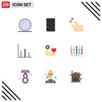 Set of 9 Modern UI Icons Symbols Signs for arrow heart squeeze muscle moderate Editable Vector Design Elements