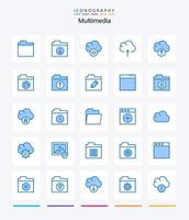 Creative Multimedia 25 Blue icon pack  Such As upload. files. sync. restore. folder vector