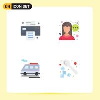 Set of 4 Modern UI Icons Symbols Signs for office barista chat bus drink Editable Vector Design Elements