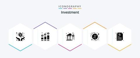 Investment 25 Glyph icon pack including investment. percentage. money. menu. money vector