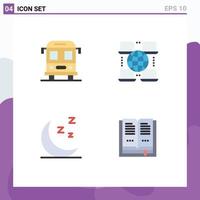 Pack of 4 creative Flat Icons of bus book internet moon open Editable Vector Design Elements