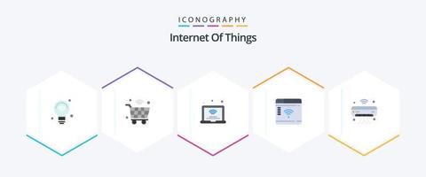 Internet Of Things 25 Flat icon pack including router. internet. iot. wifi. internet of things vector