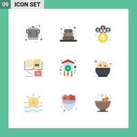 Set of 9 Modern UI Icons Symbols Signs for old clock network home education Editable Vector Design Elements