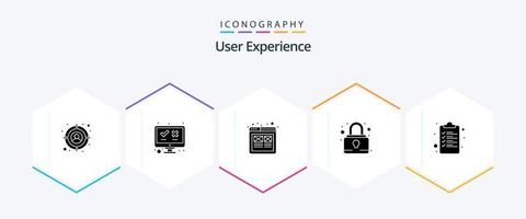 User Experience 25 Glyph icon pack including file. archive. layout. lock. pad lock vector