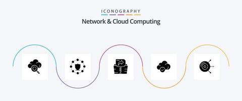 red y nube informática glifo 5 5 icono paquete incluso difícil conducir disco. informática. archivo. computadora. almacenamiento vector