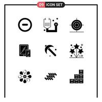 Set of 9 Commercial Solid Glyphs pack for farming tablet design mobile smartphone Editable Vector Design Elements