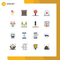 Modern Set of 16 Flat Colors Pictograph of hierarchy business lollipop team love Editable Pack of Creative Vector Design Elements