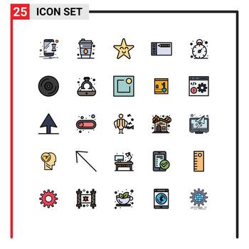 Mobile Interface Filled line Flat Color Set of 25 Pictograms of devices management face business graphic Editable Vector Design Elements