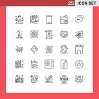 Line Pack of 25 Universal Symbols of bubble conversation device chat hospital Editable Vector Design Elements