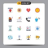 Pictogram Set of 16 Simple Flat Colors of dessert time board stopwatch alarm Editable Pack of Creative Vector Design Elements