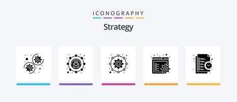 Strategy Glyph 5 Icon Pack Including task. list. configuration. business. gear. Creative Icons Design vector