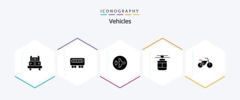 Vehicles 25 Glyph icon pack including vehicles. tram. aero plane. outline. sign vector