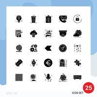 25 Solid Glyph concept for Websites Mobile and Apps bucket rotate clipboard arrow communication Editable Vector Design Elements